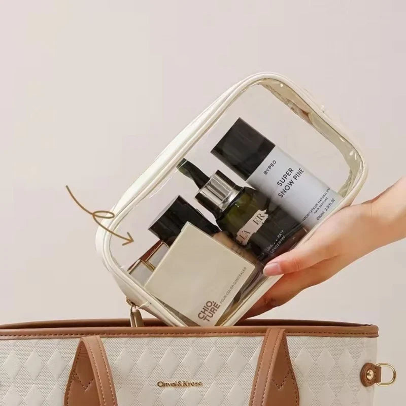 New Fashion Travel Portable Transparent Handheld Makeup Storage Bag Multi purpose Increased Capacity PVC Waterproof Toilet Bag