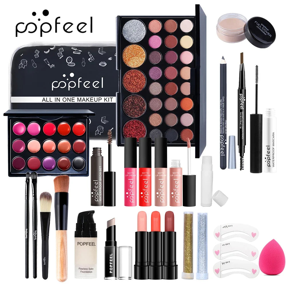 POPFEEL Complete Holiday Makeup Gift Set – Perfect Surprise for Friends and Family, Easy to Use for a Stunning Transformation.