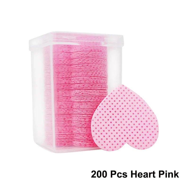 200Pcs/Box Lint Free Nail Wipes Eyelash Extension Glue Wipes Cleaner Cloth Non-Woven Fabric Nail Gel Polish Remover Cotton Pads