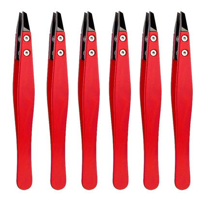 Zirconia Ceramic Pointed Tweezers Stainless Steel Tweezers with Slanted Tips Edges Eyebrows Beards Hair  Eyelash Tweezers
