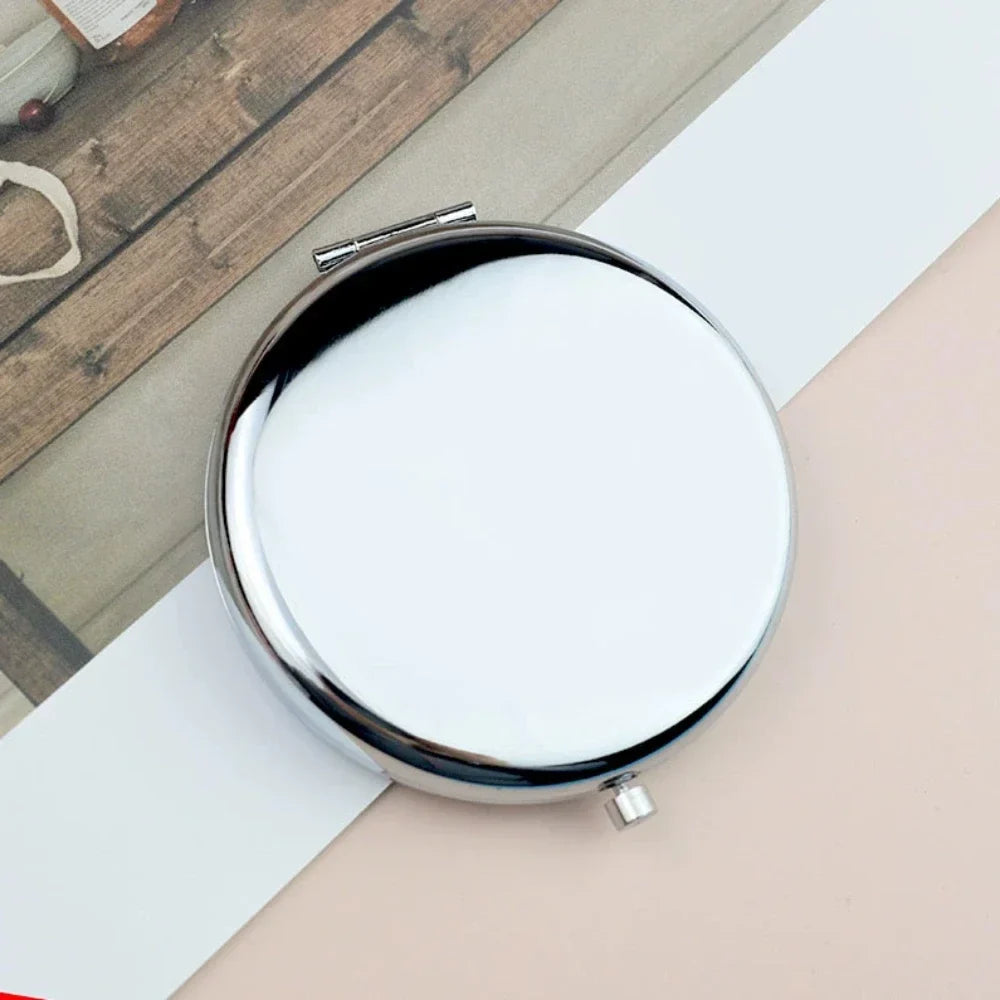 1pc Double-Sided Small Mirror Portable Folding Round Makeup Mirror Rose Gold Simple Men And Women Mini Handheld Pocket Mirror