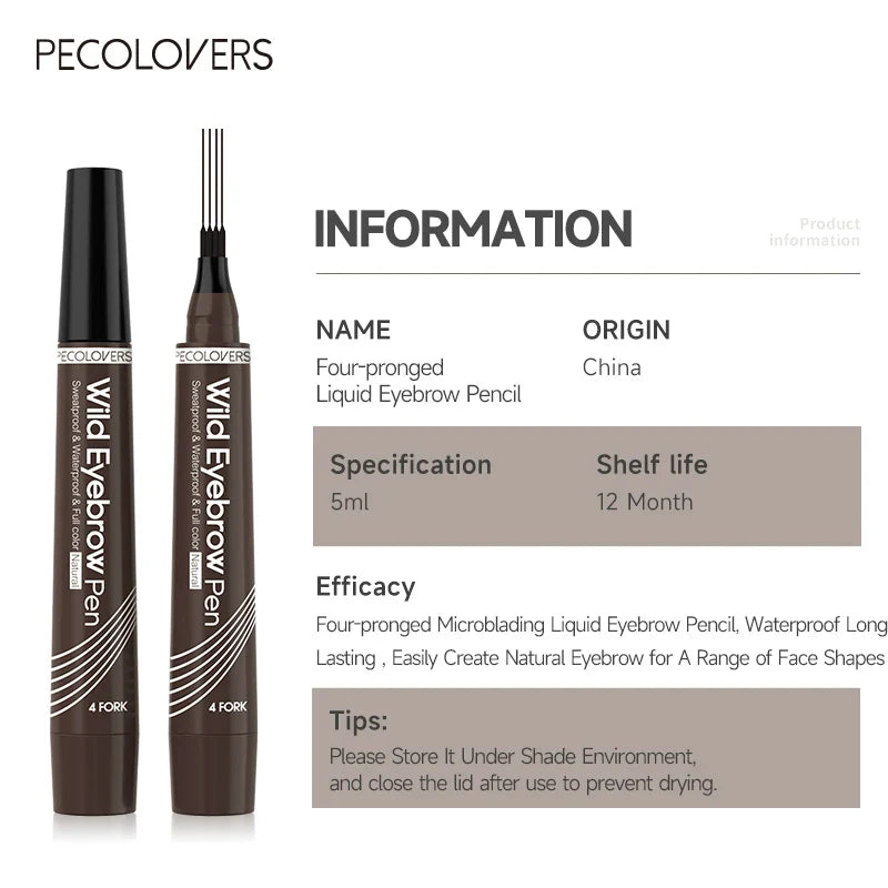 Eyebrows Pen Eyebrow Tattoo Waterproof Liquid Black Eye Brow Makeup Pencil Microblading
