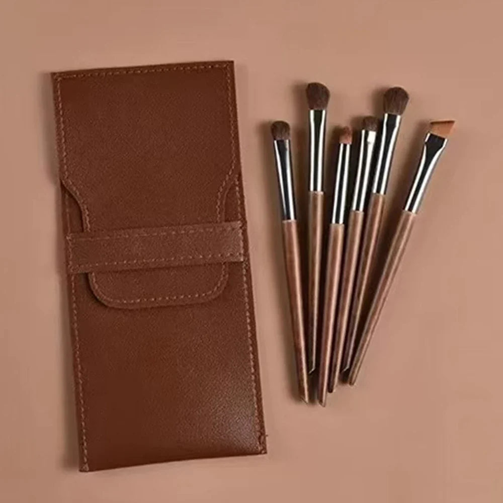 6pcs Soft Horse Hair Eye Makeup Brush Set - Complete Eyeshadow/Blending/Brow/Lip brush Tools