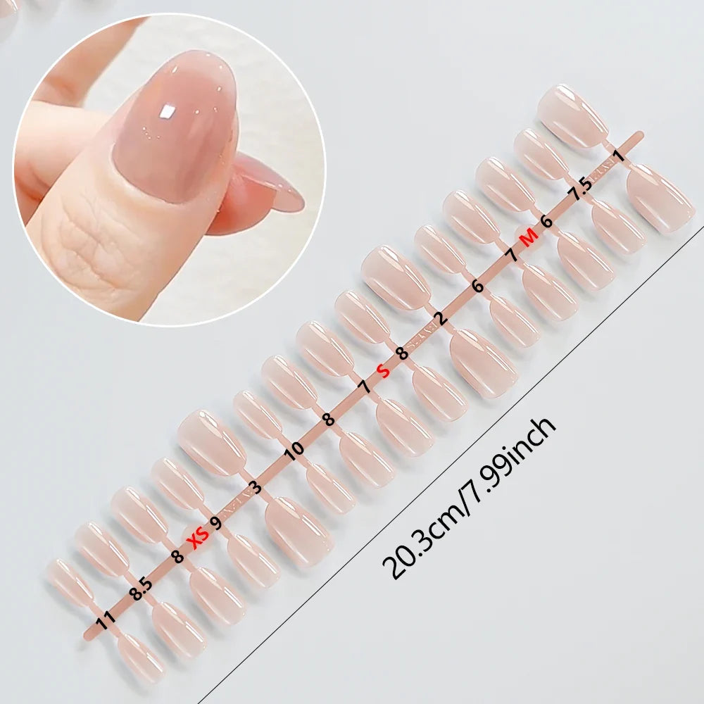 150Pcs Gradient Nude Short Almond Fake Nails XS/S/M Size Glossy Full Cover Press On Nail for Women Daily Wear False Fingertips