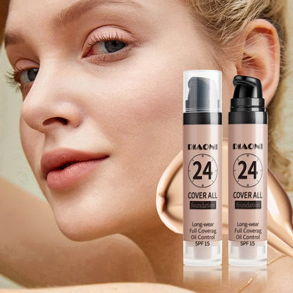 Professional makeup 9-color waterproof moisturizing liquid fully covering concealer 24H durable liquid foundation natural matt