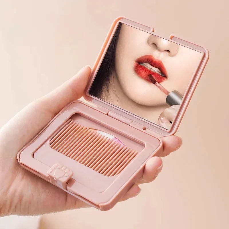 Cute foldable portable makeup mirror, 2-in-1 mini handheld makeup and comb, perfect for students and young girls, makeup, cheap,