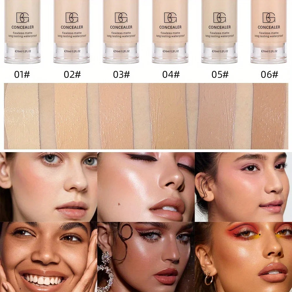 5 Color Liquid Concealer Matte Makeup Full Coverage of Pores Invisible Concealer Natural Nude Skin Tone Long-lasting Oil Control