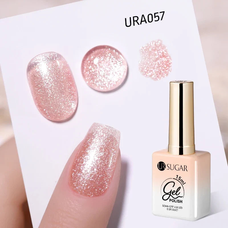 UR SUGAR 15ml Fiber Rubber Base Gel Upgrade Broken Nail Repaired Fiberglass Clear Quick Building UV Construction Gel Soak Off