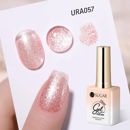UR SUGAR 15ml Fiber Rubber Base Gel Upgrade Broken Nail Repaired Fiberglass Clear Quick Building UV Construction Gel Soak Off