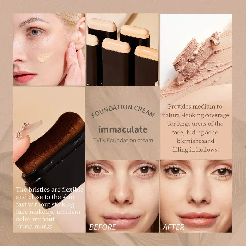 TVLV eraser foundation make-up stick 20g,with brush to brighten skin liquid foundation,non-marking,long-lasting makeup concealer