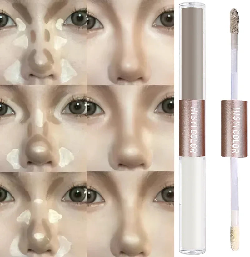 HISYI Dual-End Liquid Highlighter Pen, Skin Brightening & Contouring Stick, Natural Contour, Long-Lasting, Waterproof