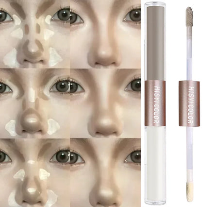 HISYI Dual-End Liquid Highlighter Pen, Skin Brightening & Contouring Stick, Natural Contour, Long-Lasting, Waterproof