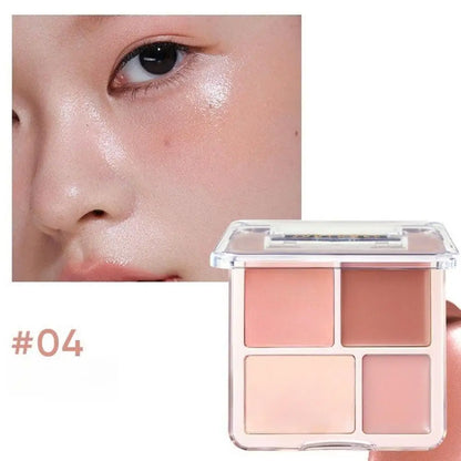 4-Color Blush Highlighter Palette Matte Shrinking And Brightening Shades Smooth Texture Blush+Contour+Highlighter Korean Makeup