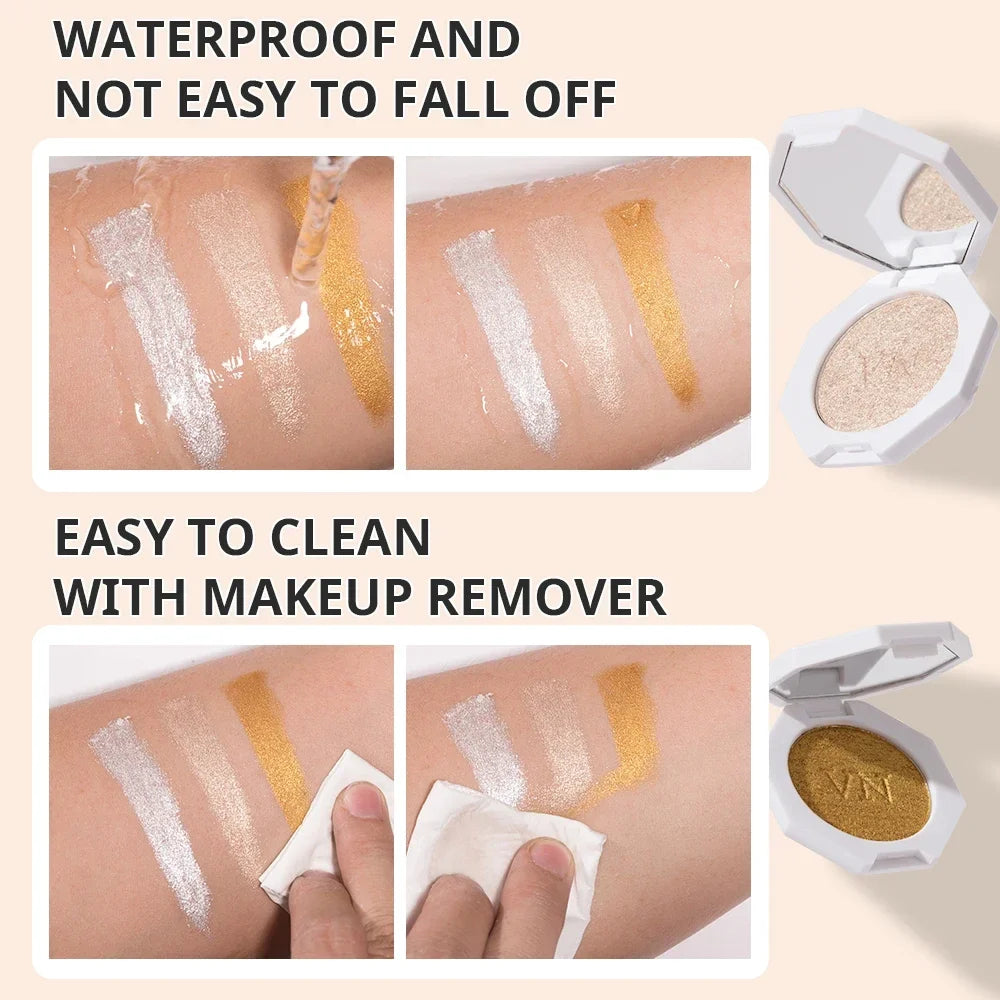 3 Color Highlighter Shimmer Waterproof Long-lasting Champagne Color Highlighter Powder Texture Brightening Facial Contours