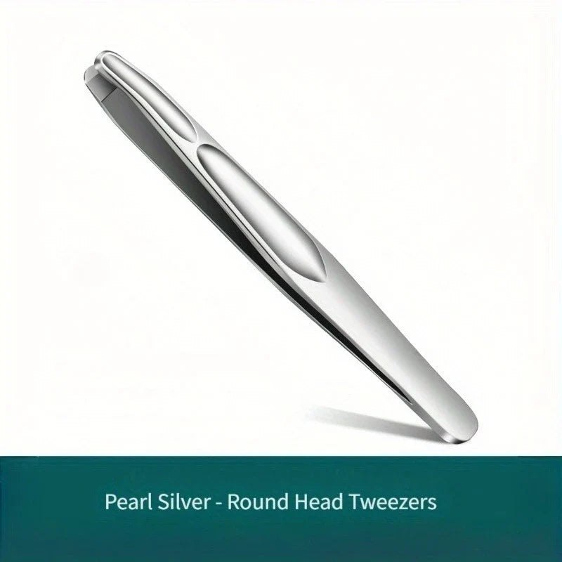 Premium Round Head Tweezers for Eyebrow & Facial Hair Removal Seamless Clips Short Hair Precision Beard Clip