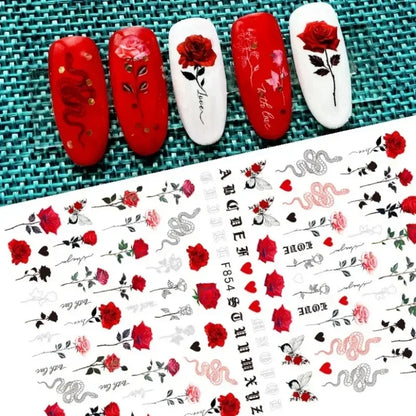 Cherry Blossom 3D Nail Stickers White Flower Petals Nail Art Decals Elegant Wedding Design Spring Sakura Manicure Slider Decor