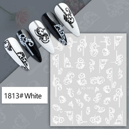 Nail Art Stickers Woman Girl Sexy Sticker Body Press on Nail Slider Black White Decal Decoration Nail Design Accessories Wraps