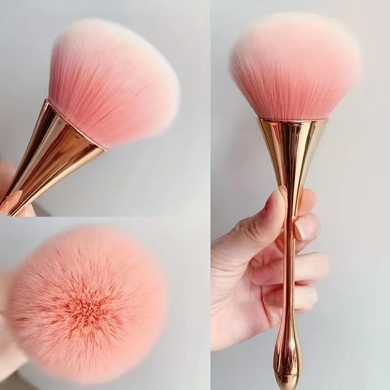 Rose Golden Fan Makeup Brush,Cosmetic Brush Loose Powder Brush ,Highlighting Brush Blush Brush-Soft Hair Makeup Fixing