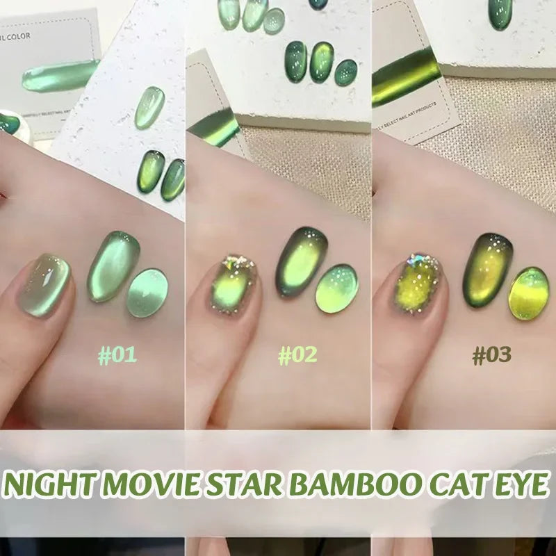 MIANEL 12ML Emperor Green Cat Eye Gel Nail Polish Whitenning Nails Green Nails Suitable For Nail Salons Nail Supplies  1-21pcs
