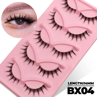 Veltrinay Fake Lashes Cat Eye Lashes Faux Mink Eyelashes Clear Band Lashes Natural Look Wispy Mink Eyelashes False Lashes Makeup