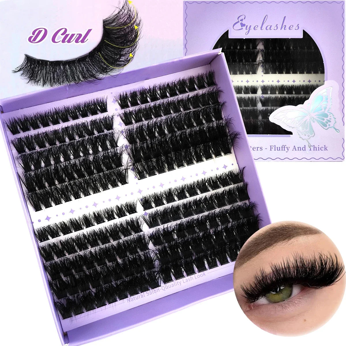 10Row 40D-200D 5D Fluffy Thick Lashes Clusters 10-18mmMix Wispy Individual Lashes Extensions Clusters DIY Makeup False Eyelashes