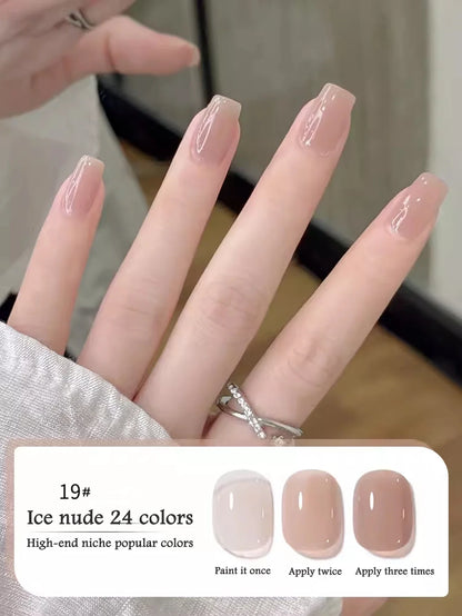 10ML 1-24PCS Milk White Jelly Gel Nail Polish Nail Art 2026 New Popular Nail Supplies UV LED Light Nails Black Red Nails