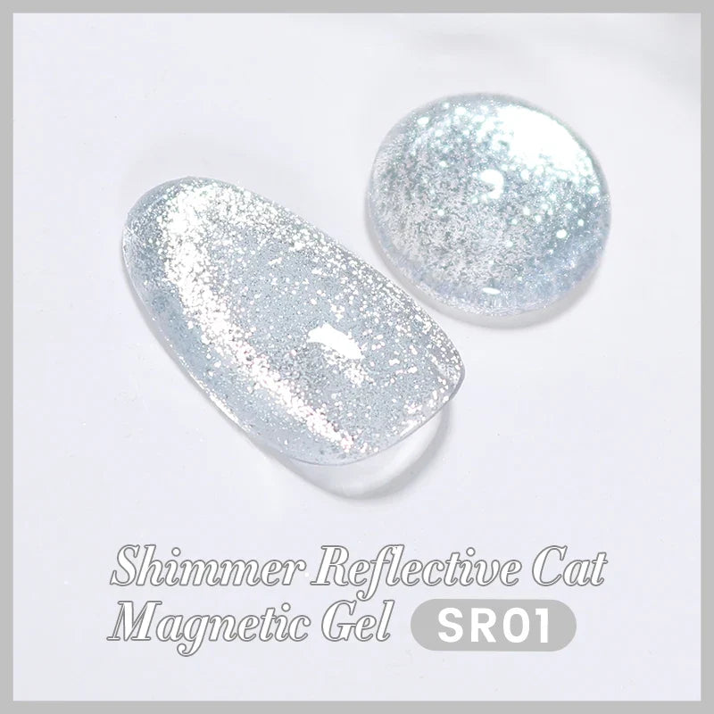 BORN PRETTY 10ml Silver Shining Reflective Cat Magnetic Gel Nail Polish Crystal Glitter Soak Off UV LED Nail Art Gel Varnish