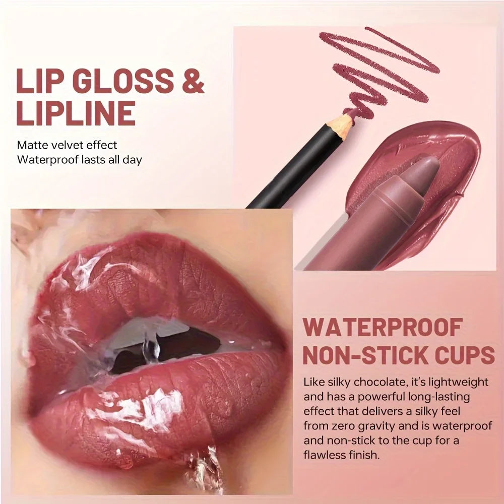 3Pcs/Set Lip Liner + Lipstick+ Lipgloss Lipoil Lip Liner, and Lip Glaze Set. Lip Combo Set ,matte Lipstick,lip Cosmetics