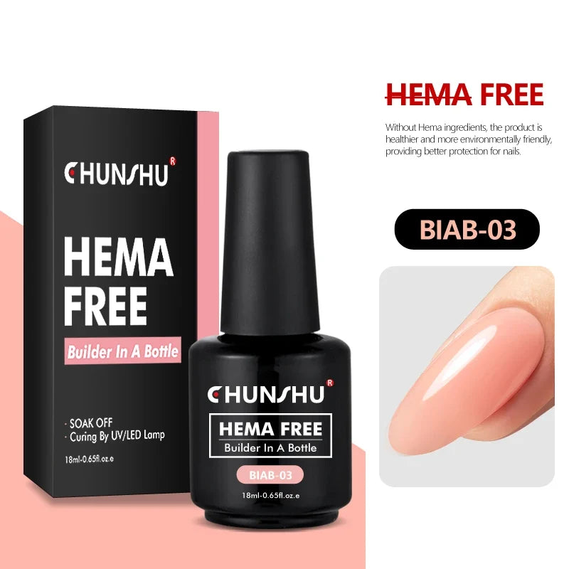 CHUNSHU Hema FREE Construction UV Gel 18ml Builder Nail Gel In A Bottle Semi Permanent Thick Rubber Base Gel Extension Nails Art