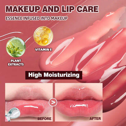 QIBEST Mirror Pearl Lipgloss Long Lasting Moisturizing Lipstick Shine Glitter Lip Glaze Non Stick Cup Jelly Pout Lip Tint Makeup