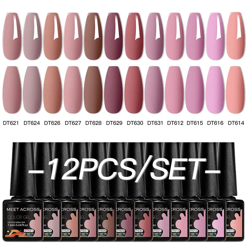 12pc All-season Nail Gel Polish Set Multicolor TPO HEMA Free Long-Lasting UV LED Nail Supplies for Women Daily & Party Wearing
