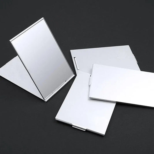 Aluminum Folding Portable Mirror Makeup Mirror Lash Mini Bag Pocket Portable Mirror Foldable Compact Cosmetics Tools HUAZJ12