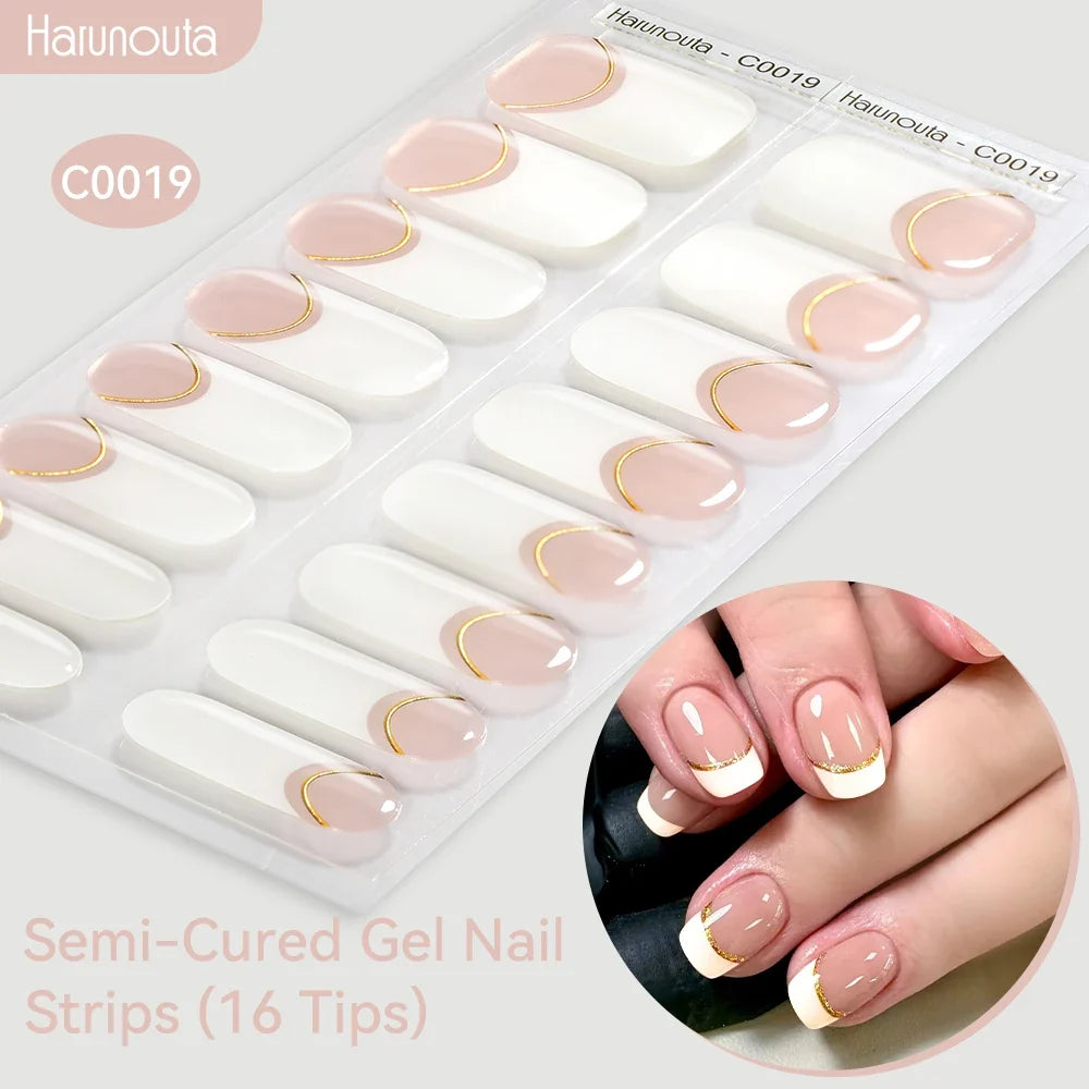 Gradient Auroras Semi Cured Gel Nail Strips Sparkly Shinning DIY Gel Polish Stickers for Nails Works with UV/LED Nail Lamps