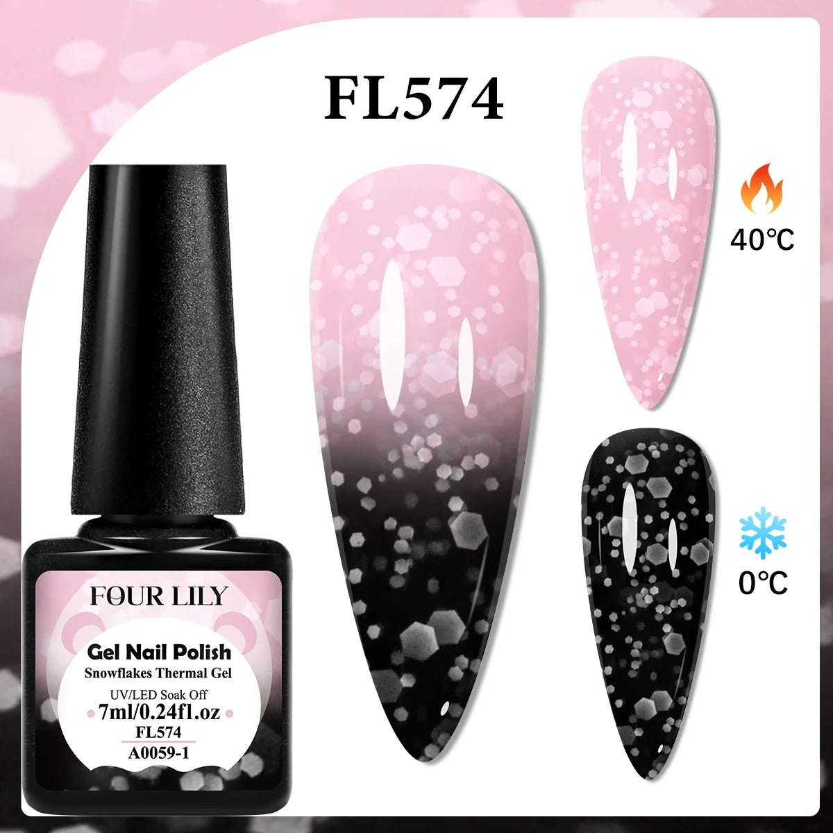 FOUR LILY 7ml Thermal Nail Gel Polish 3 Colors Changing Semi Permanent Soak Off UV/LED Nail Supplies Gel for Manicure Design