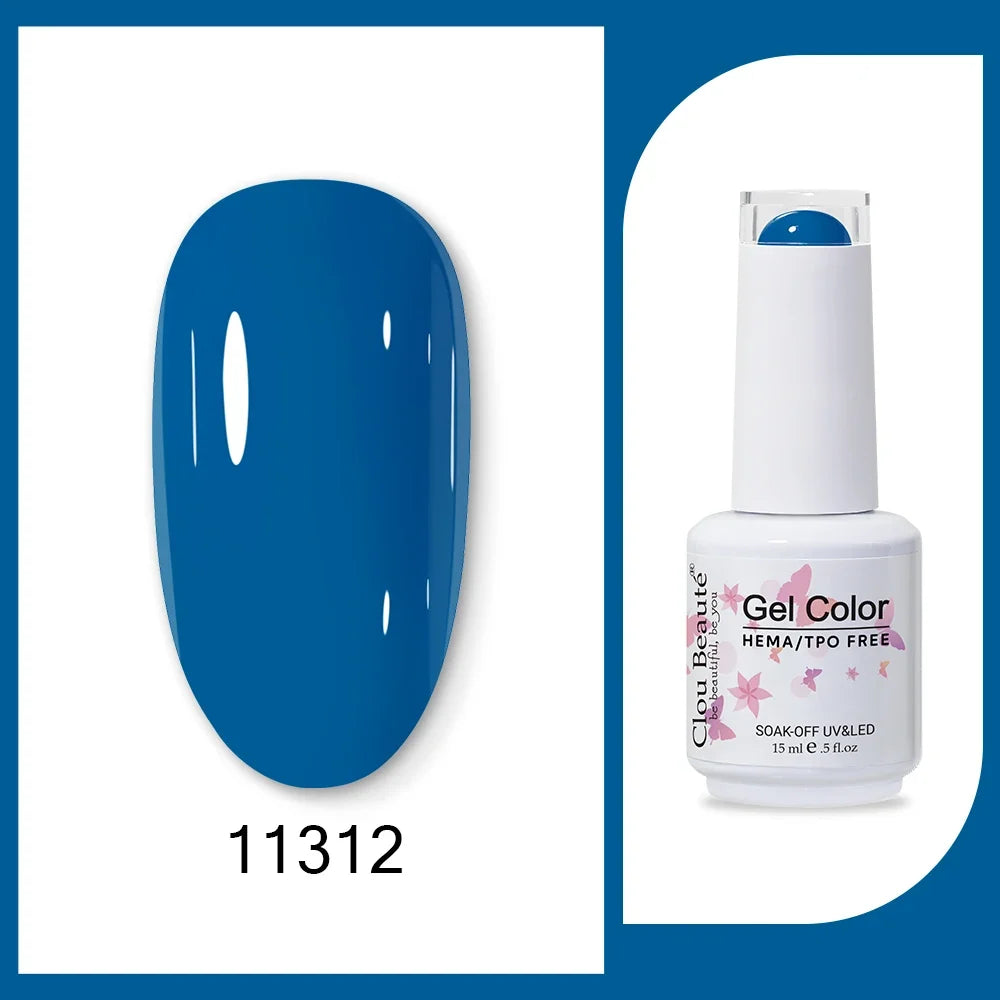 Clou Beaute 15ml Red Black White Green Neon Gel Nail Polish Base Top Coat Velvet Top 400 Colors Semi Permanent Gel Nail Varnish