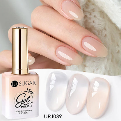 UR SUGAR 15ml Fiber Rubber Base Gel Upgrade Broken Nail Repaired Fiberglass Clear Quick Building UV Construction Gel Soak Off