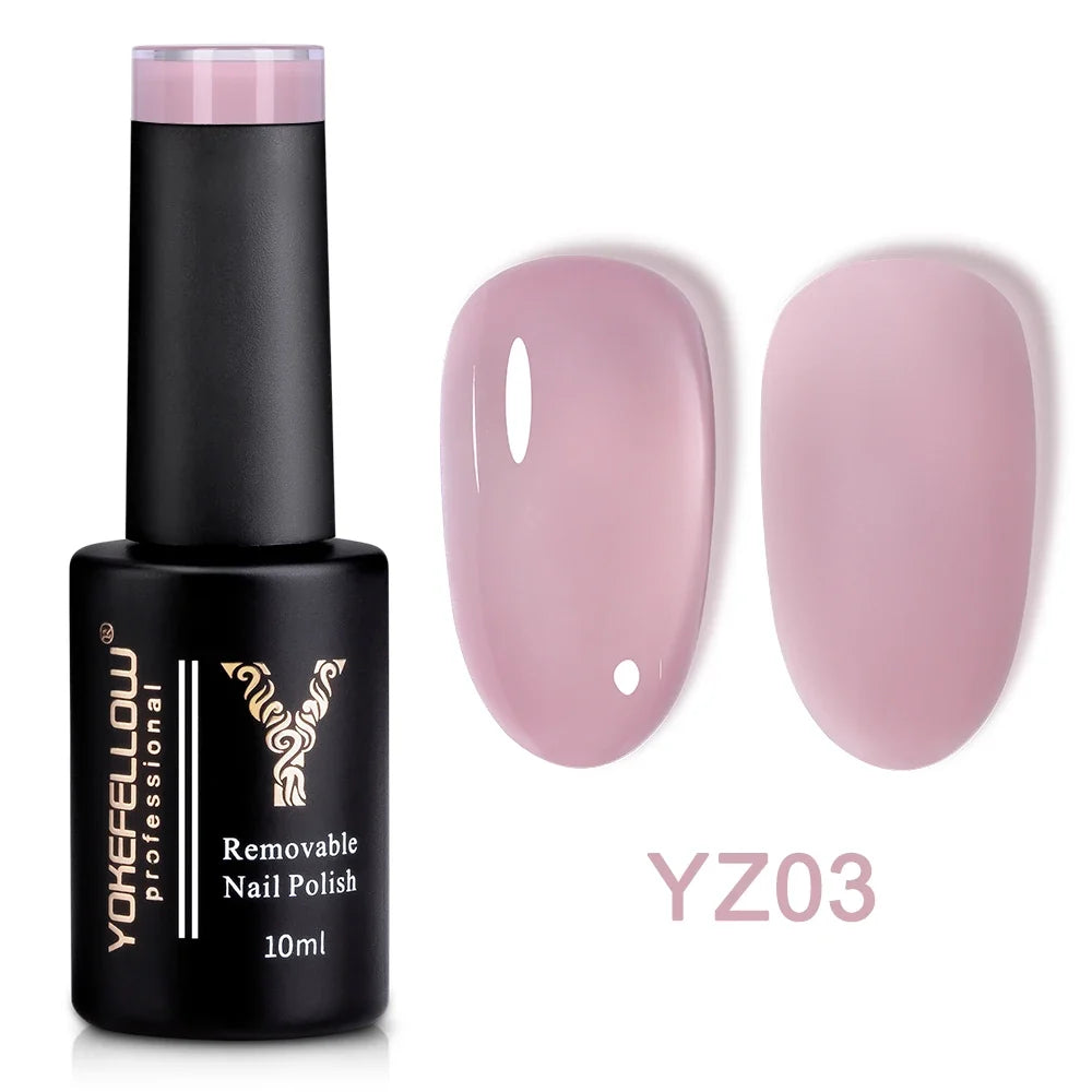 YOKEFELLOW 10ml Jelly Nude Gel Nail Polish High Quality Translucent Pink Nail Gel Varnish Soak Off UV Gel Polish Long Lasting