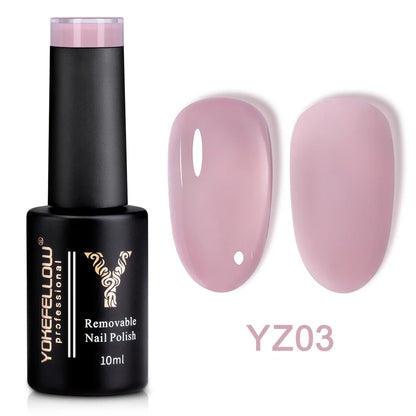 YOKEFELLOW 10ml Jelly Nude Gel Nail Polish High Quality Translucent Pink Nail Gel Varnish Soak Off UV Gel Polish Long Lasting