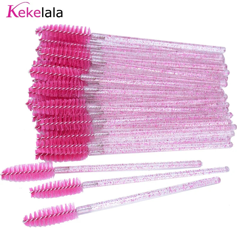 50Pcs/Bottle Eyelash Extension Brushes With Container Eyebrow  Eye Lash Mascara Wands Spoolies In Case Wholesale