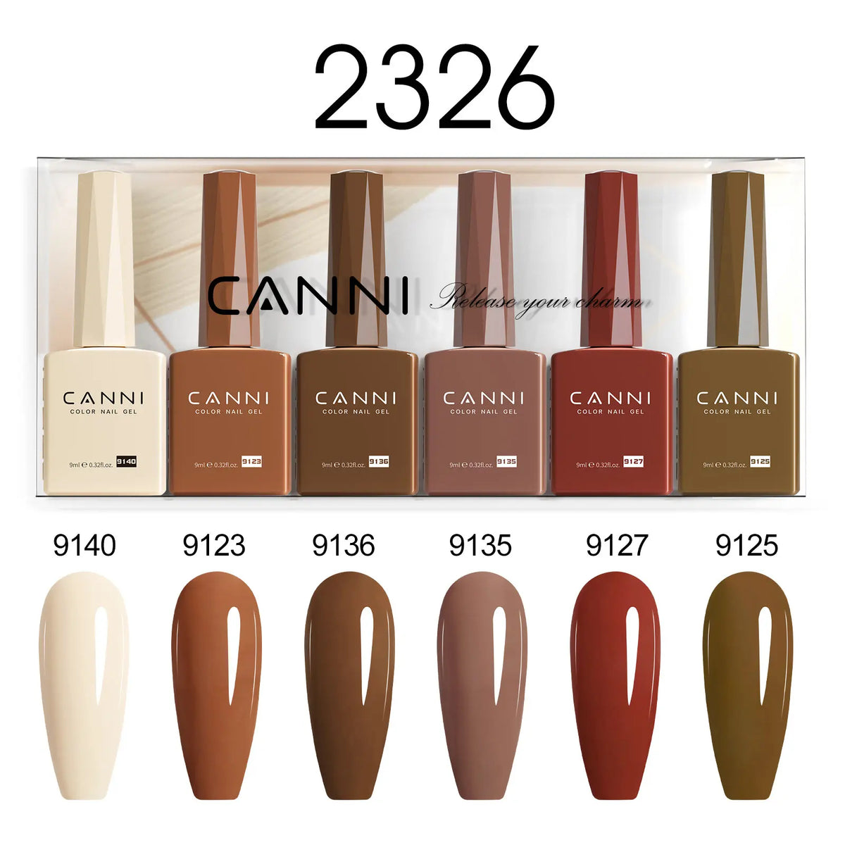 6pcs*9ml CANNI Nail Gel Polish Kit HEMA FREE Jade Jelly Nude Jelly Pink VIP Kit Christmas Gift French Nail Design Natural Color