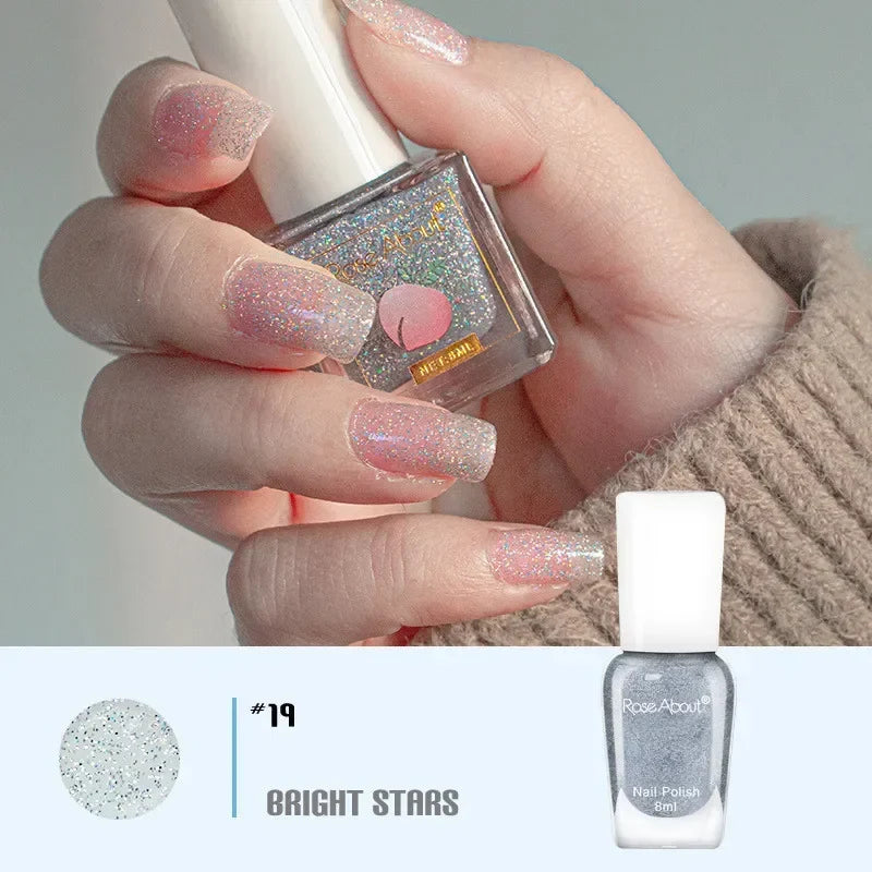 40 Colors No Bake Water-based Nail Polish Glitter Sequins Long-lasting Tearable Healthy Tearable Quick-drying Nude Nail Polish