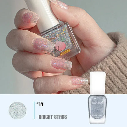 40 Colors No Bake Water-based Nail Polish Glitter Sequins Long-lasting Tearable Healthy Tearable Quick-drying Nude Nail Polish