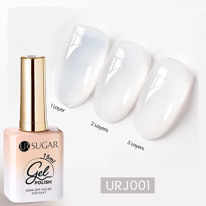 UR SUGAR 15ml Fiber Rubber Base Gel Upgrade Broken Nail Repaired Fiberglass Clear Quick Building UV Construction Gel Soak Off