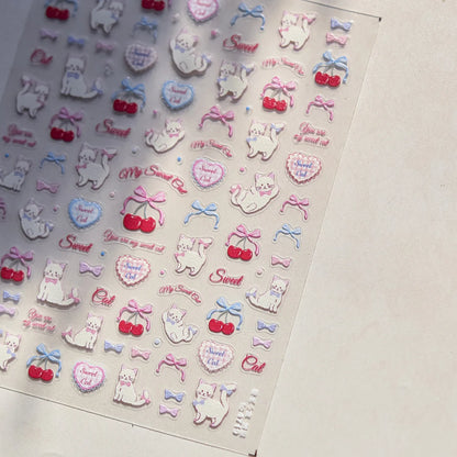 1pcs 5D Japanese Kawaii Bear Nail Art Stickers Brown Cartoon Animals Self-Adhesive Nail Decoration Decals DIY Slider Accessories