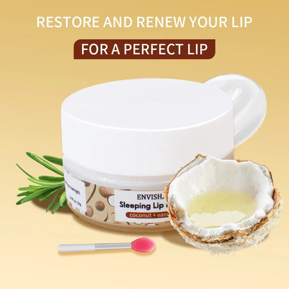 ENVISHA Coconut Lip Sleep Mask Night Sleeping Maintenance Moisturizing Fade Lines Nourishing Balm Skin Care Beauty Health 20g