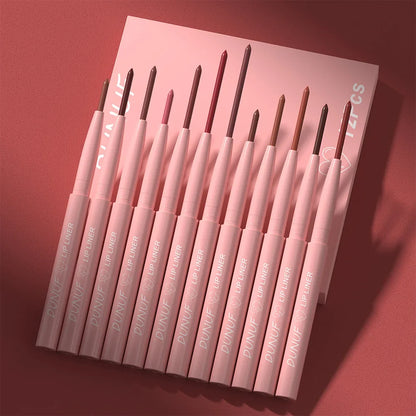 Matte Lip Liner Pencil Set 12 Colors Lip Contour Lipstick Waterproof Non-transfer Highly Pigmented Nude-pink Daily&Party Makeup