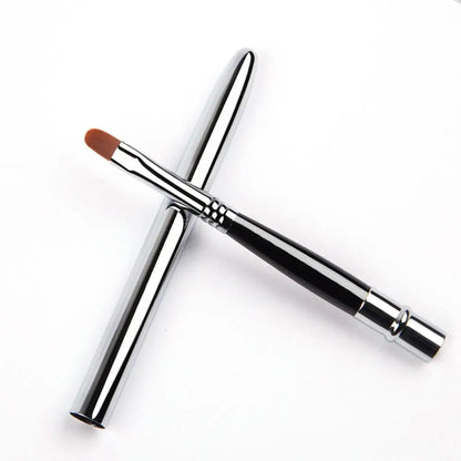 Portable Gold Silver Lips Makeup Brush Pen Metal Handle Cosmetic Lipgloss Lipstick Lip Gloss Brush With Protect Cap Maquiagem