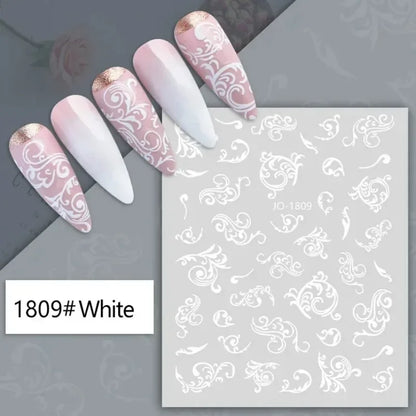 Cherry Blossom 3D Nail Stickers White Flower Petals Nail Art Decals Elegant Wedding Design Spring Sakura Manicure Slider Decor