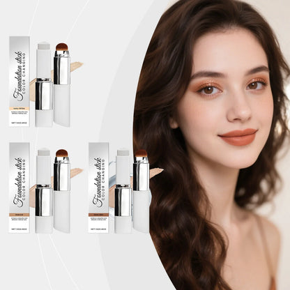 Foundation Make-Up Stick Double Head with Brush 3 Colors Lightweight Moisturizing Brighten Matte Concealer 2IN1 Foundation Stick