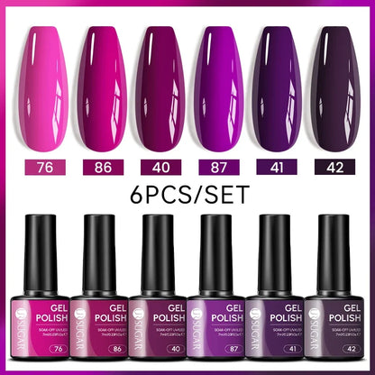 UR SUGAR 7ml All Season Gel Nail Polish Set Nude Pink Red Glitter Semi Permanent UV Gel Kits All For Manicure Soak Off Vernis